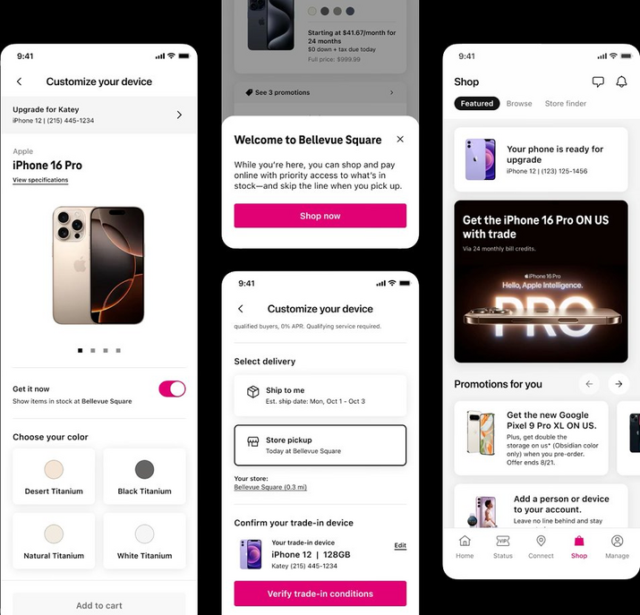T-Mobile upgrade flow screens